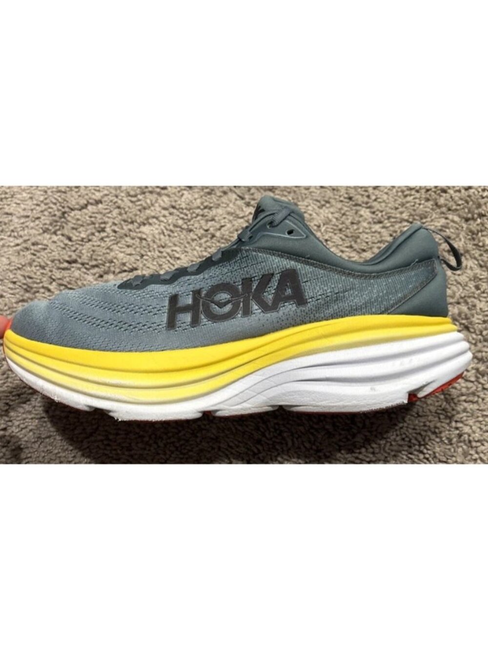 Hoka Bondi 8 Mens 9.5 D Running Shoes Goblin Blue Mountain Spring 1123202 GBMS